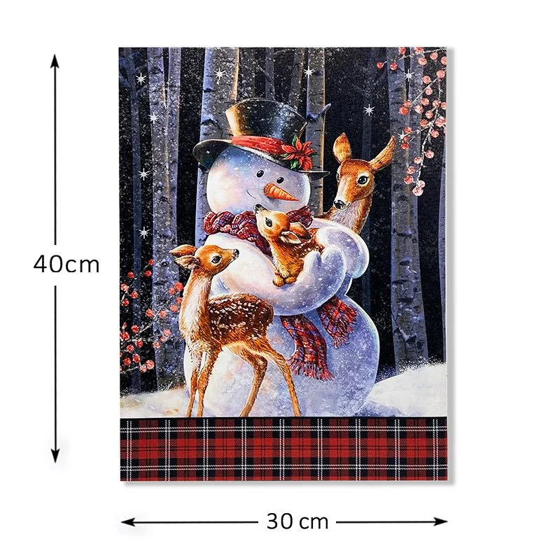 24X36 Inch Holiday Home Decorative Winter Scene Painting Lighted LED Lights Christmas Canvas Print