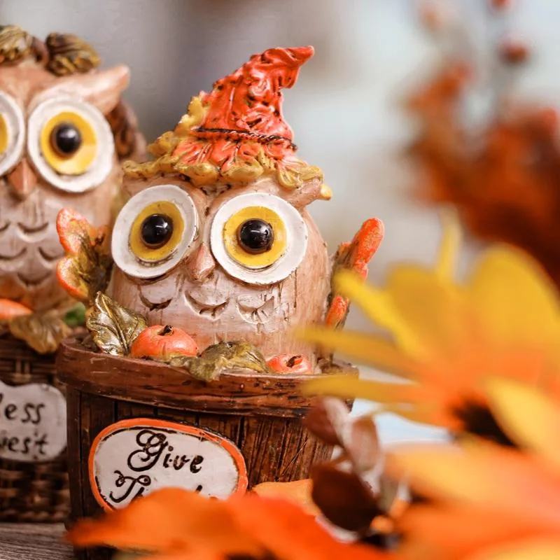 3PCS 26cm Owl Harvest automne Table décor Figurines de Thanksgiving