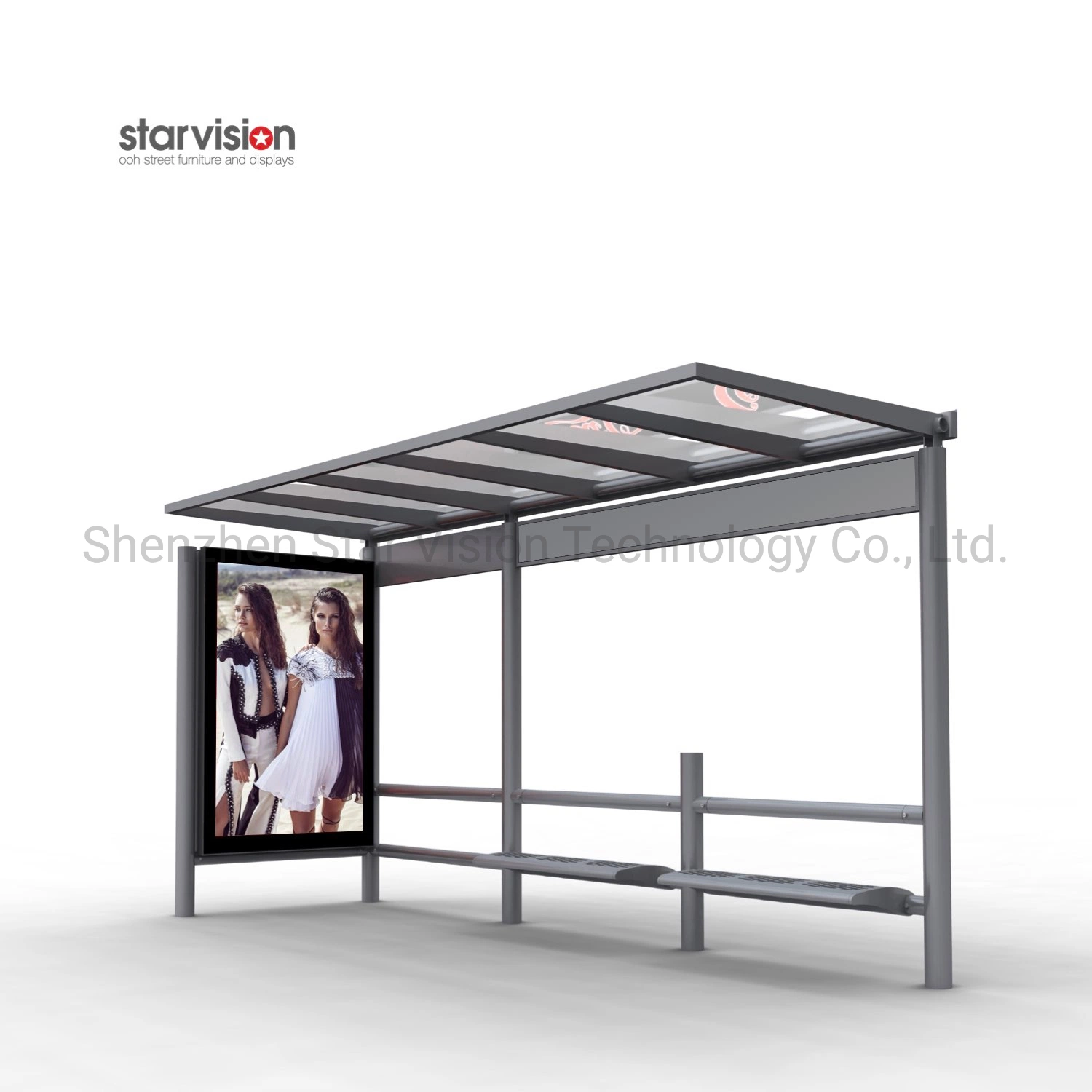 Morden Design Passenger Waiting Bus Stop Shelter with Outdoor LCD Screen Display