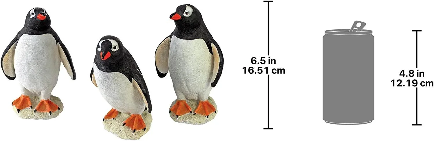 Baby Penguin Triplet Statues Resin Animal Home Decor