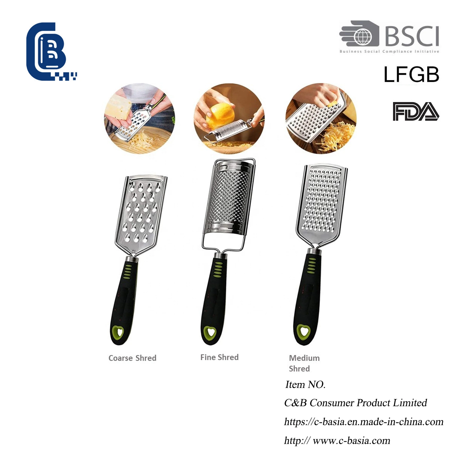 Stainless Steel 3 in 1 Set Cheese Grater Zester Vegetable Cassava Garlic Carrot Ginger Cutter Kitchen Tools