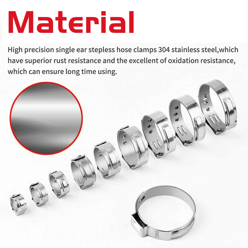 Einohrband aus Edelstahl 201 304 316 5mm 7mm Breite Stufenlose Auto Hydraulische Luftschlauch Klemme