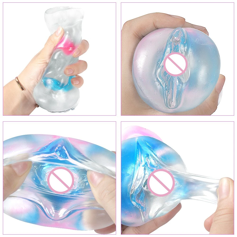 Transparent Artificial Silicon Pocket Pussy Vagina for Men Sex Toy Male Masturbator Cup Rubber Vagina for Sex