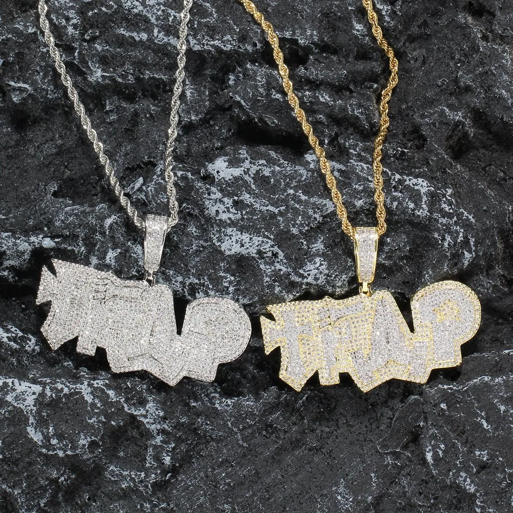 Full Zirconium Copper Pendant Lovers Necklace Hip Hop Music Alphabet Trend Accessories