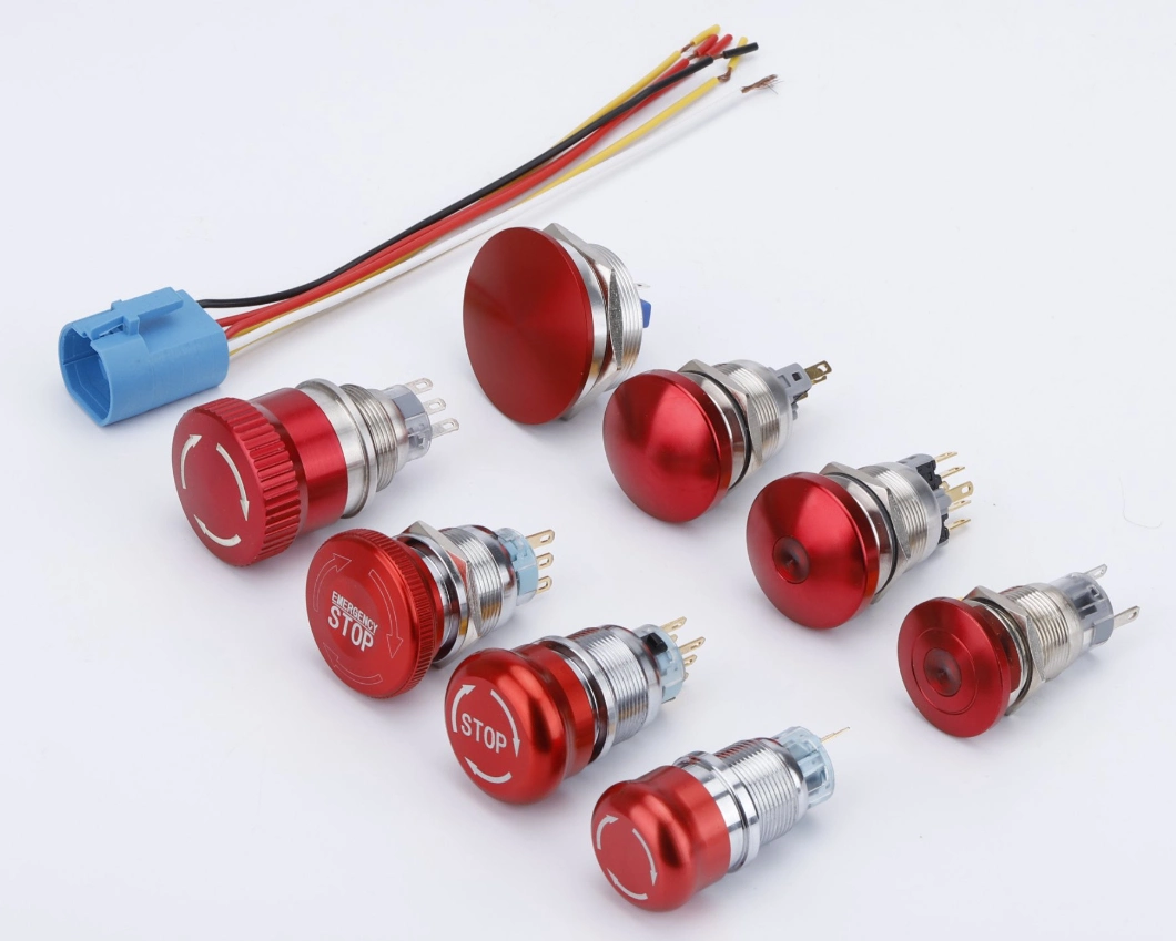 16/19/22mm Metal Push Button Switch Latching 12V-250V Waterproof Stainless Steel Mushroom Red Emergency Stop Switch