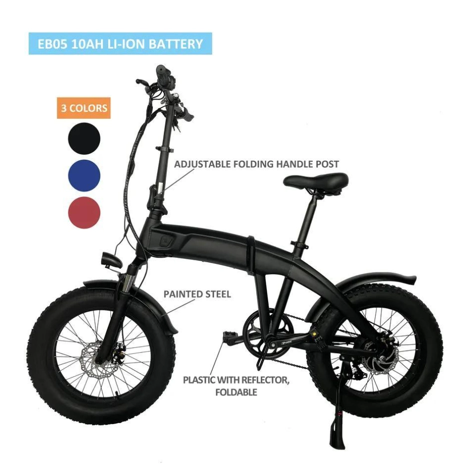 Vélo électrique pliable à moteur sans balais, batterie intelligente de charge rapide de 10 Ah pour vélo électrique.