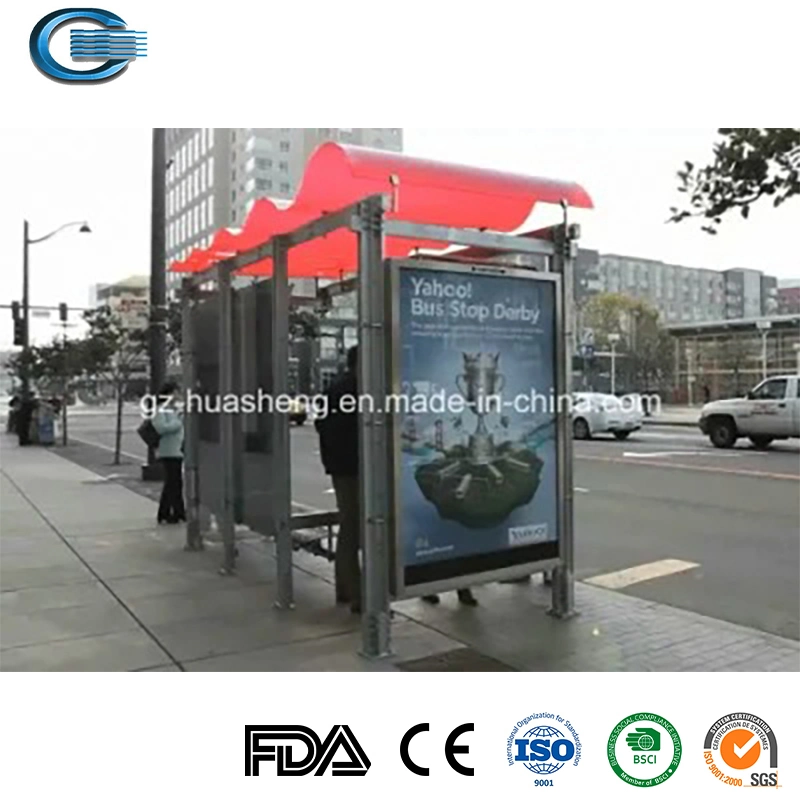 Huasheng Metro Bus Shelters China Bus Stop Rain Shelter Manufacturers Solar Metal Bus Stop for Sale Prefab Bus Shelter with Indoor Shop