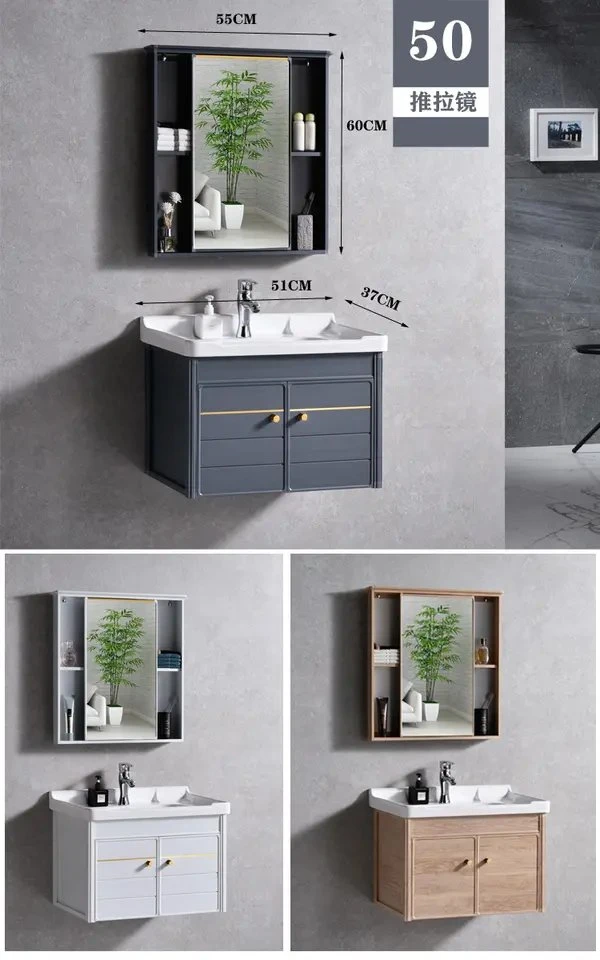 Chinese Factory Modern Style Wash Basin Bathroom Set with Mirror Cabinet Big Space Aluminium Bathroom Cabinet