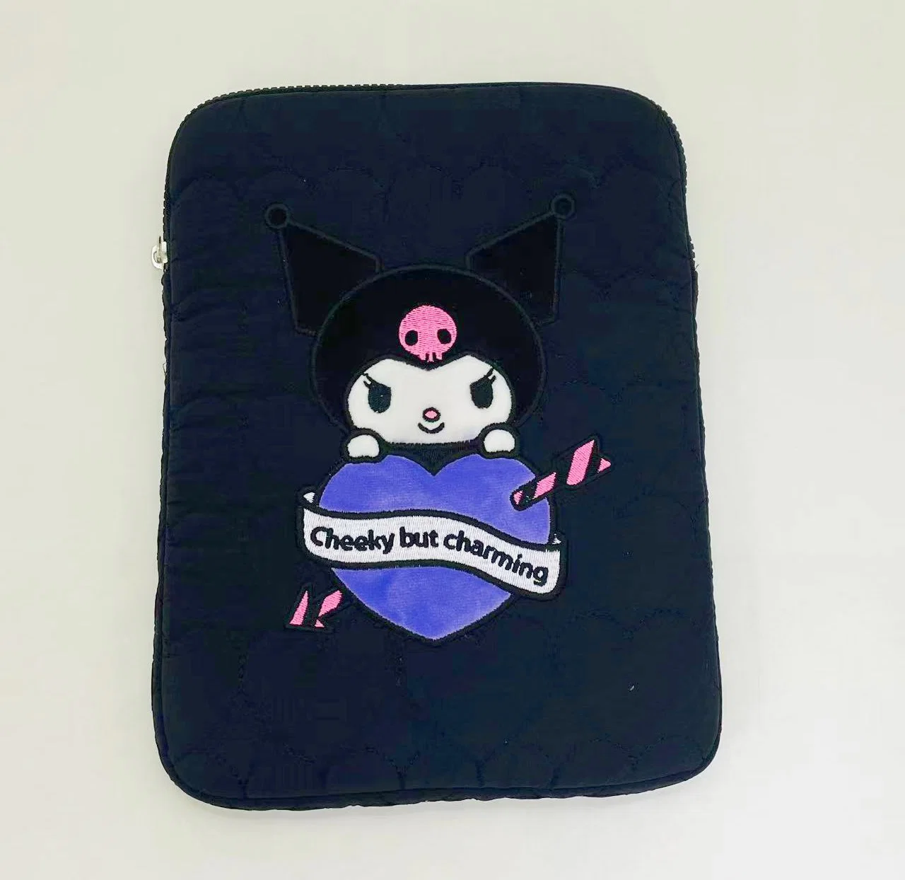 Custom Embroidery Melody Nylon Puffy Laptop Sleeve Cute Laptop Carrying Bag with Cute Embroidery Pattern Laptop Cover Bag Pouch