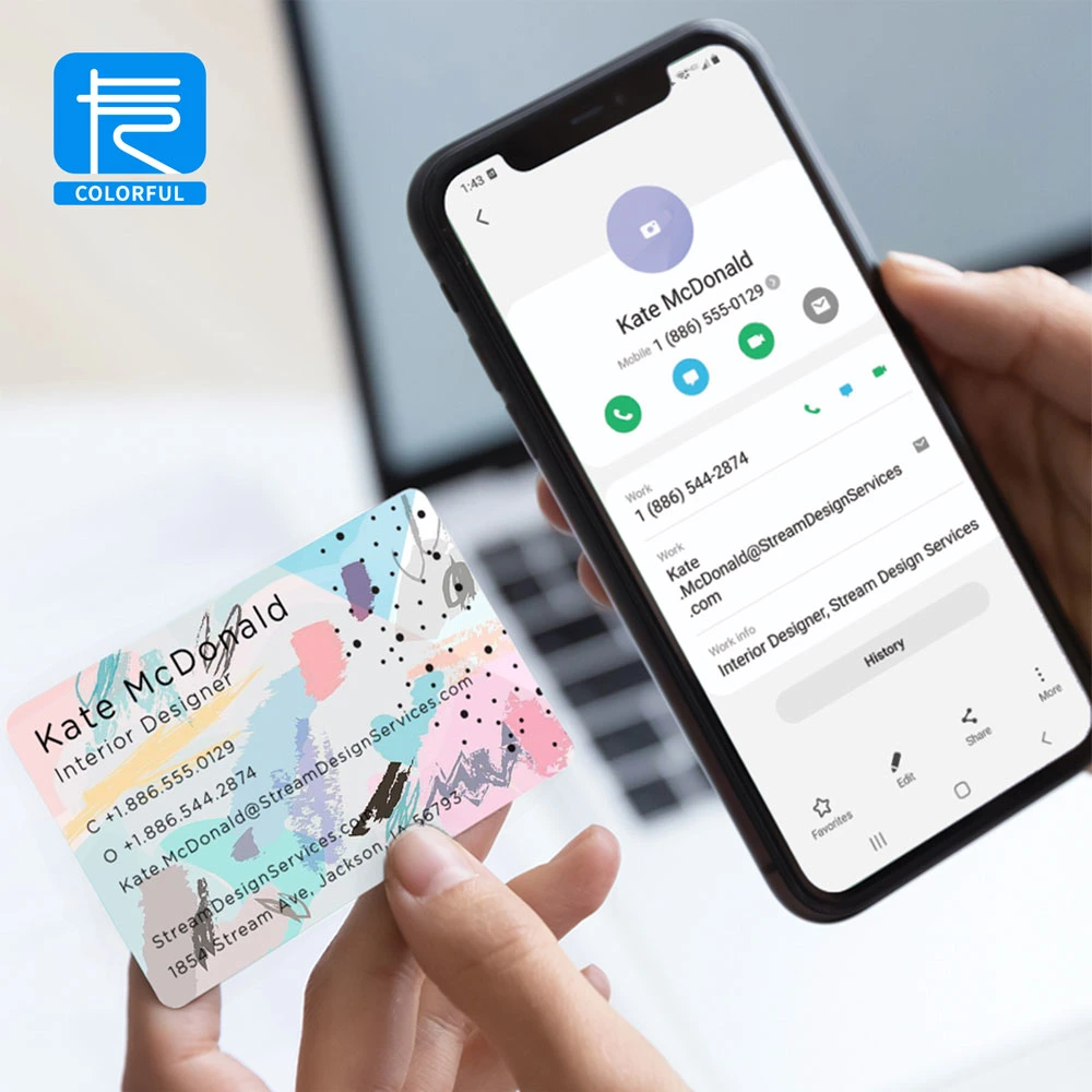 Impresión personalizada resistente al agua plástico / PVC programable Smart Chip Card Compartir medios Tarjeta Business Frid/NFC