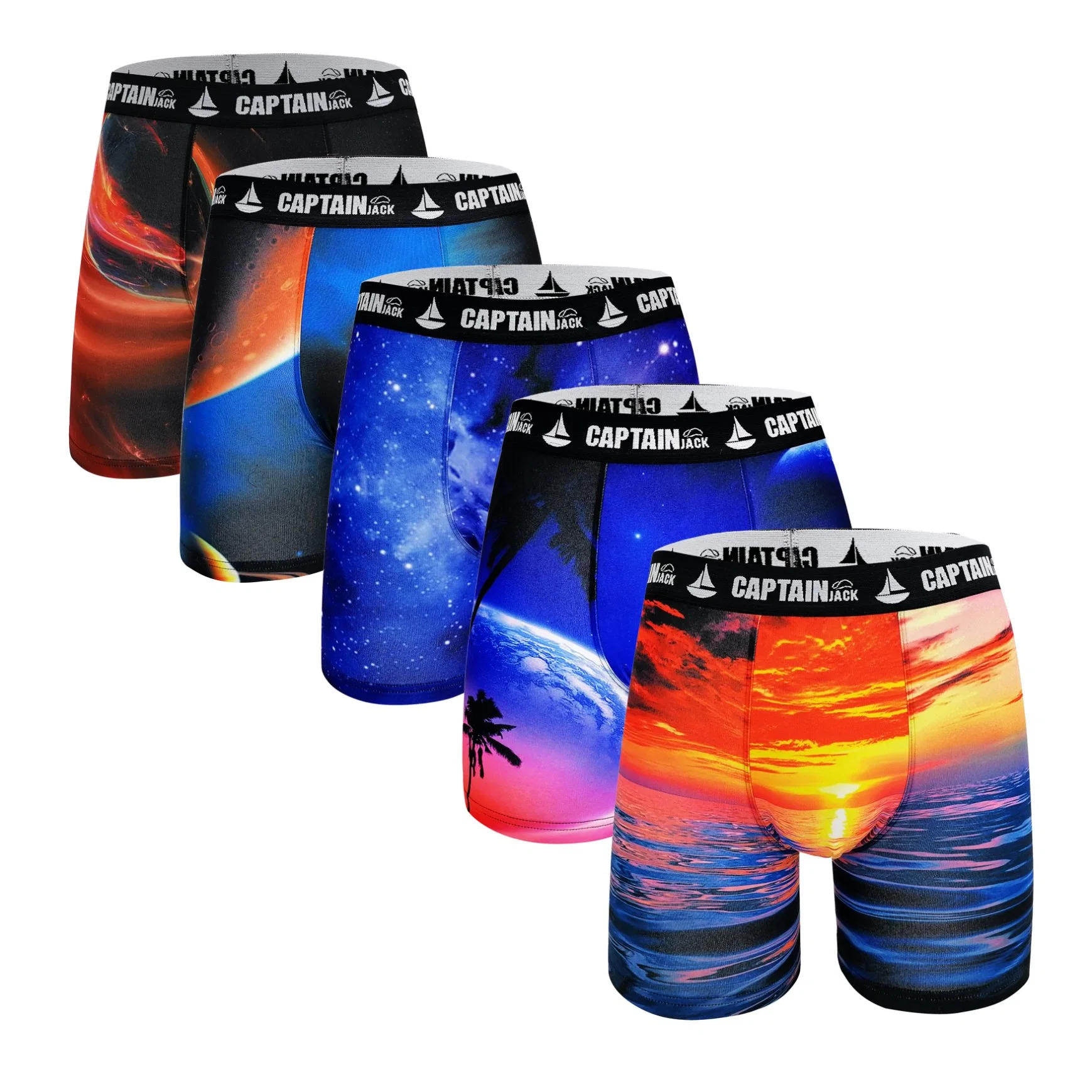 Roupa interior Multi Color Full Printing Custom logo Long Leg para homem