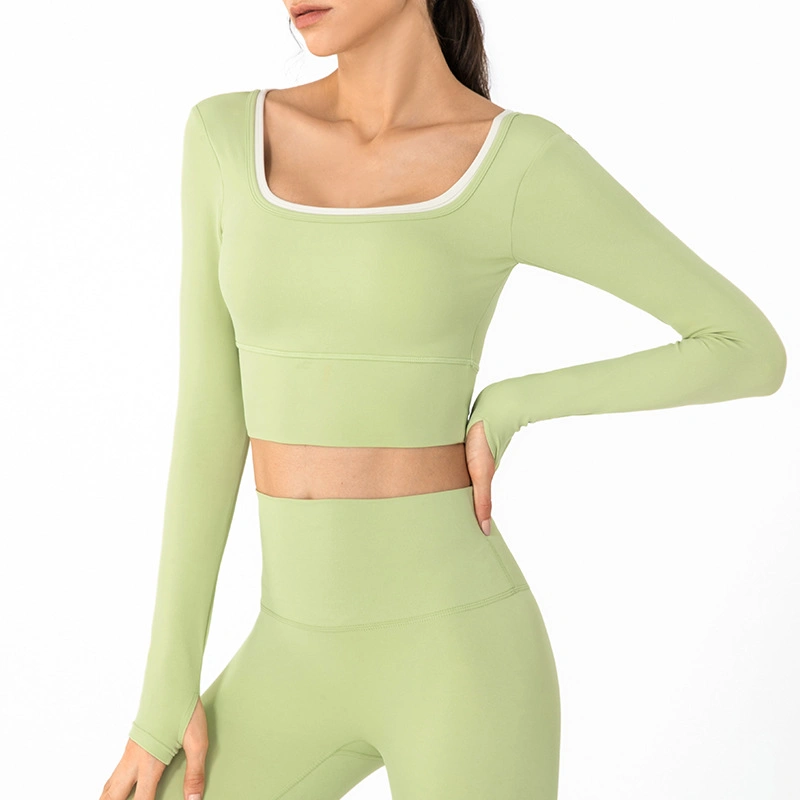 Autumn New Style Yoga Clothes Long Sleeve Women&prime; S Chest Cushion Slim and Beautiful Back Nude Running Yoga Clothes Tracksuit