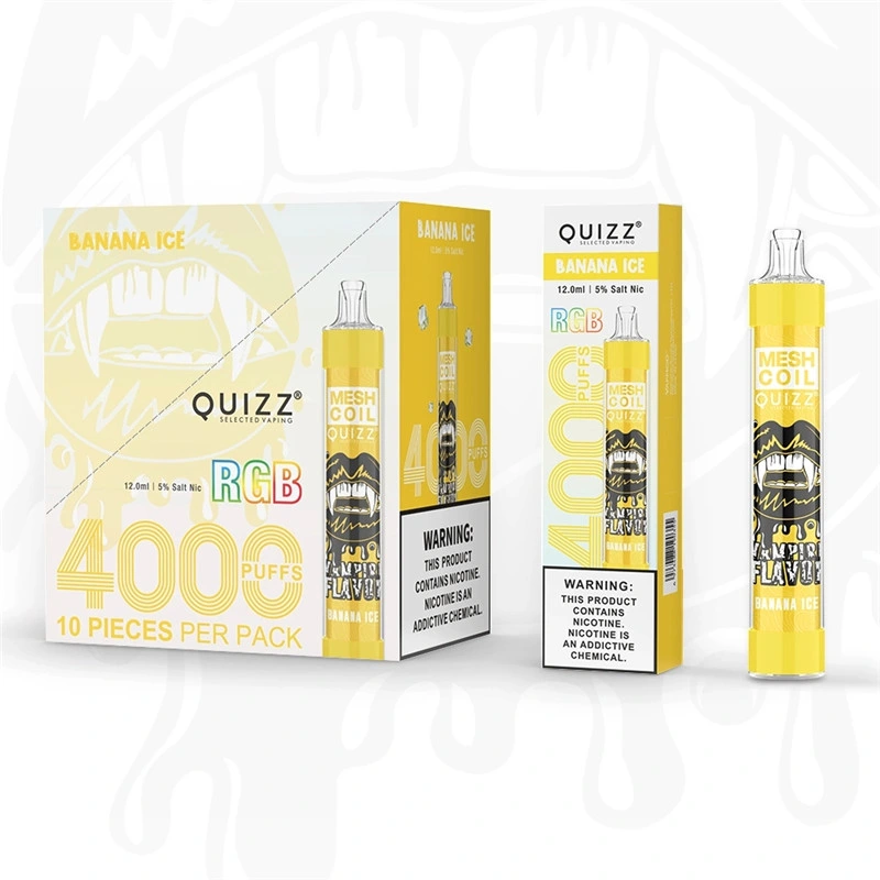 Mesh Coil Quizz RGB Flash Disposable/Chargeable Pod Device 4000 Puffs Rechargeable Mini vape with Vape Cartridges