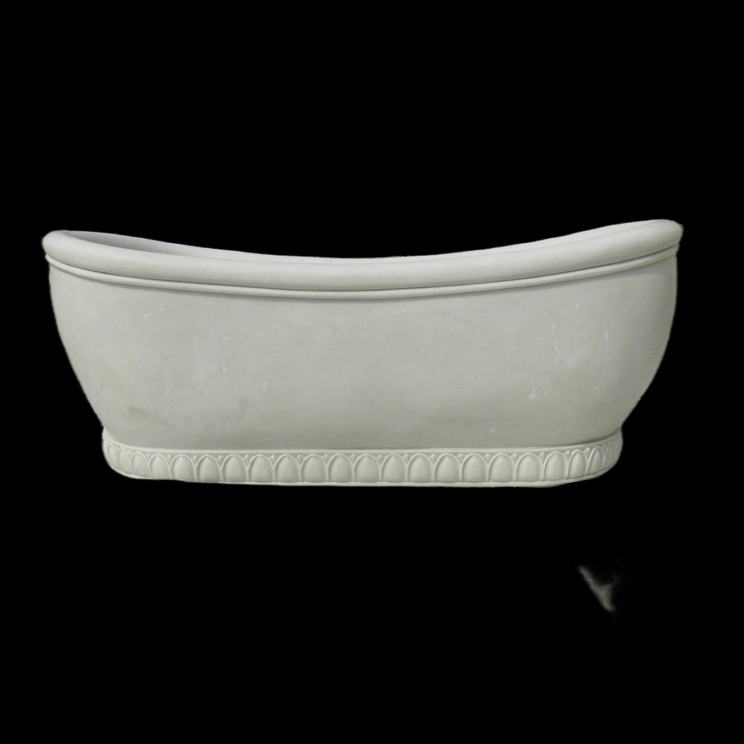 White Marble Carving Oval Bathtub