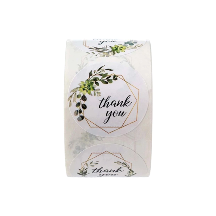 Unipack Round Christmas Thank You Seal Sticker Self-Adhesive Label Plaid Gift Decoration Christmas Sticker