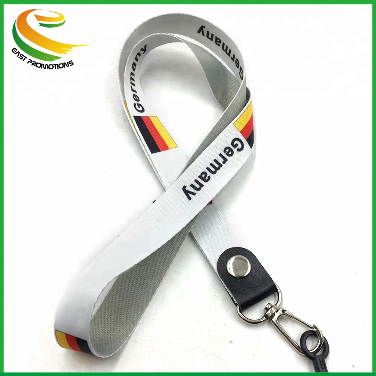 Customized Printing RPET Recycle Neck Lanyard, Sublimation Lanyard Strap with Leather