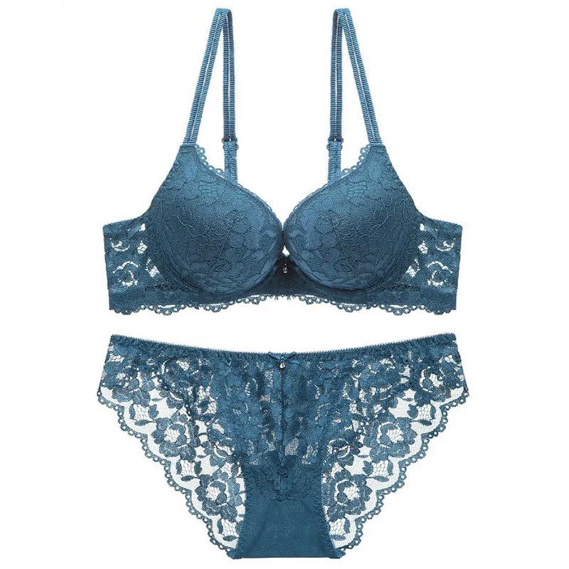 Wholesale/Supplier Women Solid Color Sexy Lace Underwear Sets Ladies Push up Bra