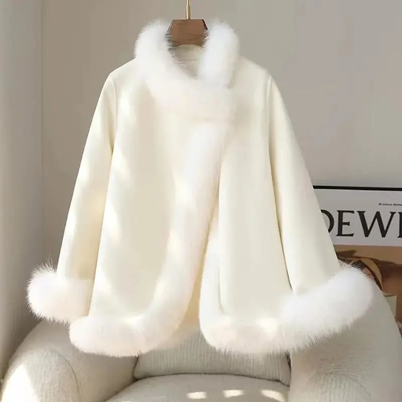 Nuevo diseño Otoño Invierno cálido mujeres Shearling MITAD de longitud Fox Fur Abrigos para damas