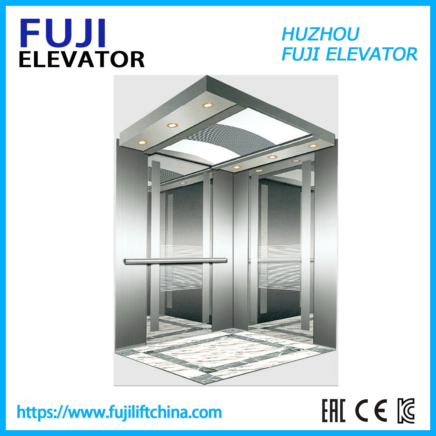 FUJI de gran capacidad de 0,4 m/s Vvvf Turismo Elevador de pasajeros de vidrio con buen precio.