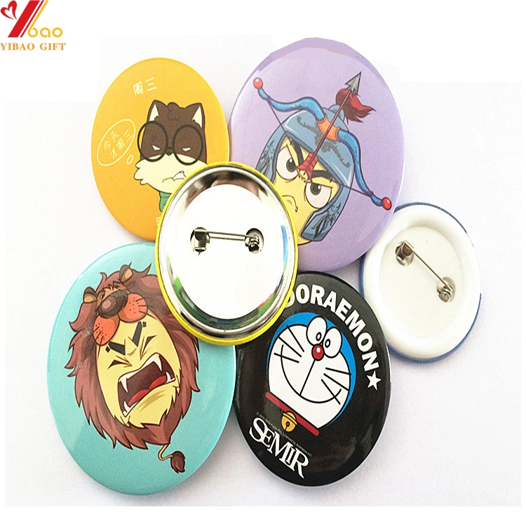 Custom Cmyk Printed Logo Button Badge with Safety Pin