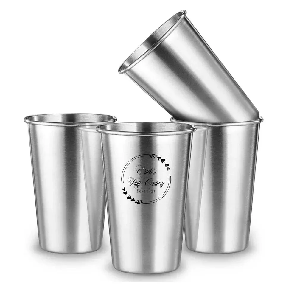 8oz 12oz 16oz BPA Free Healthy Unbreakable Custom Logo Stainless Steel Pint Cups Beer Tumbler Mug