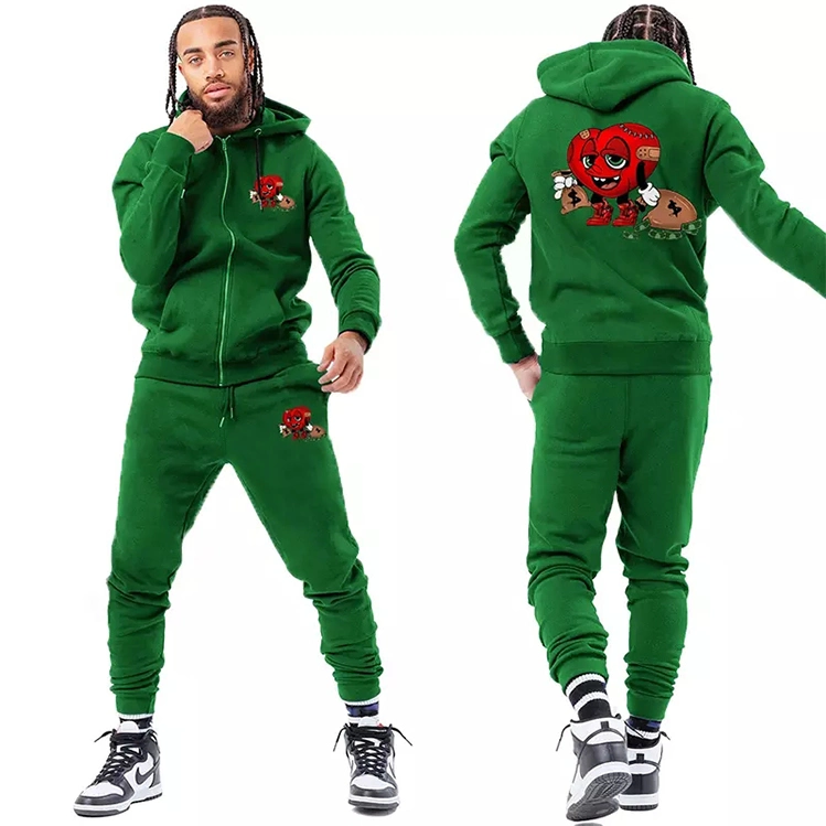 Custom Streetwear Mens Sweat Suits Outdoor Cotton Jogger Sweatsuit Two Piece Plus Size Man Tracksuit Set