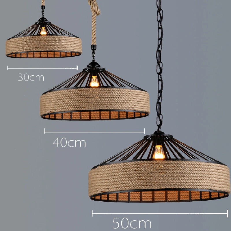 American Style Rural Hemp Rope Chandelier Industrial Style Bar Coffee Shop Light