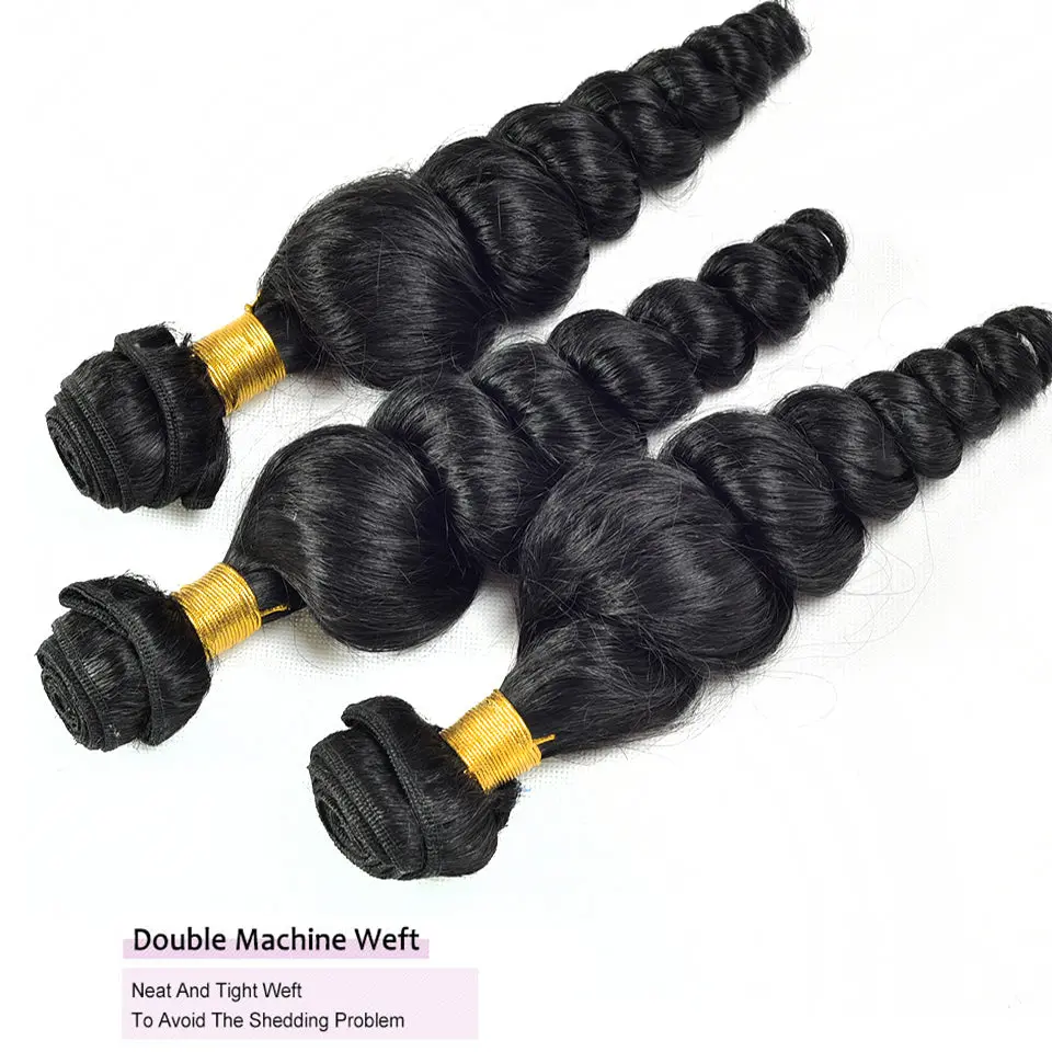 Angelbella 100% Indian Human Hair Weaving Loose Wave Remy Hair Weft