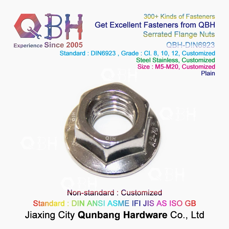 10%off Qbh Cold Forging Ss 304 316 DIN 6923 M5 to M20 Fastening Stainless Steel Flange Serrated Toothed Nut Building Construction Machinery and Equipment Part