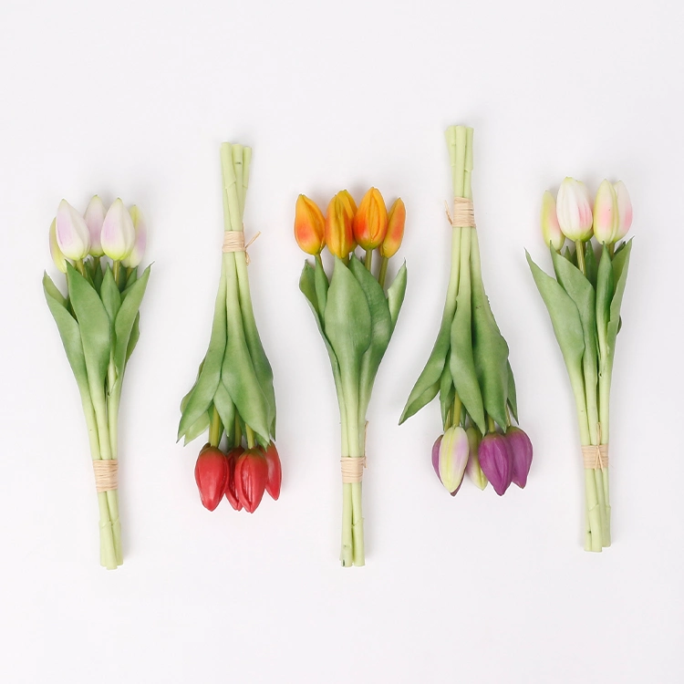 Flor de boda ornamental decoración de tulipanes de flores artificiales de ramo PU Tulip Flores de tallo único
