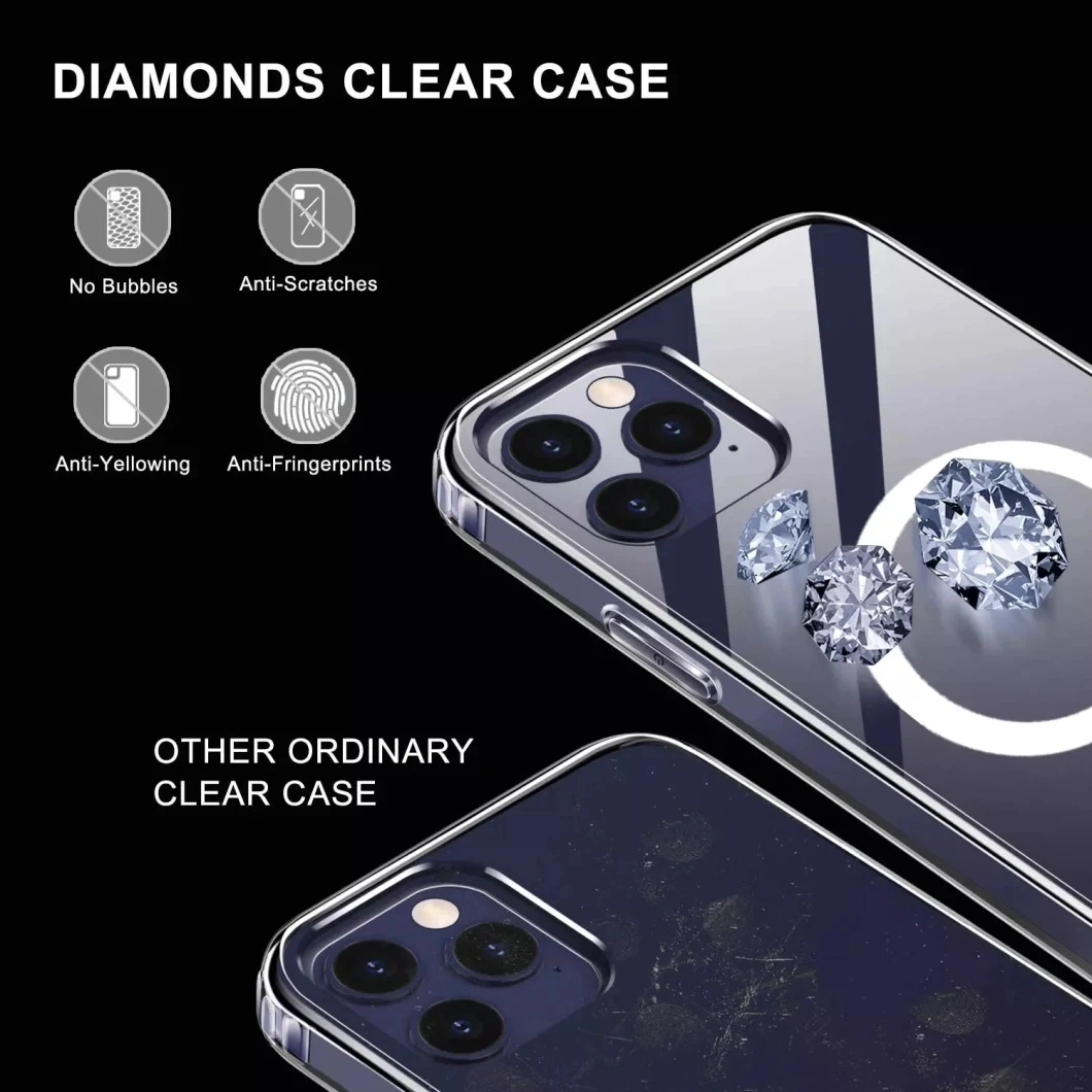 Hot Magsafe Crystal Phone Wallet Pouch Case Suitable for iPhone 12 PRO, Magnetic Card Holder Clear Phone Case