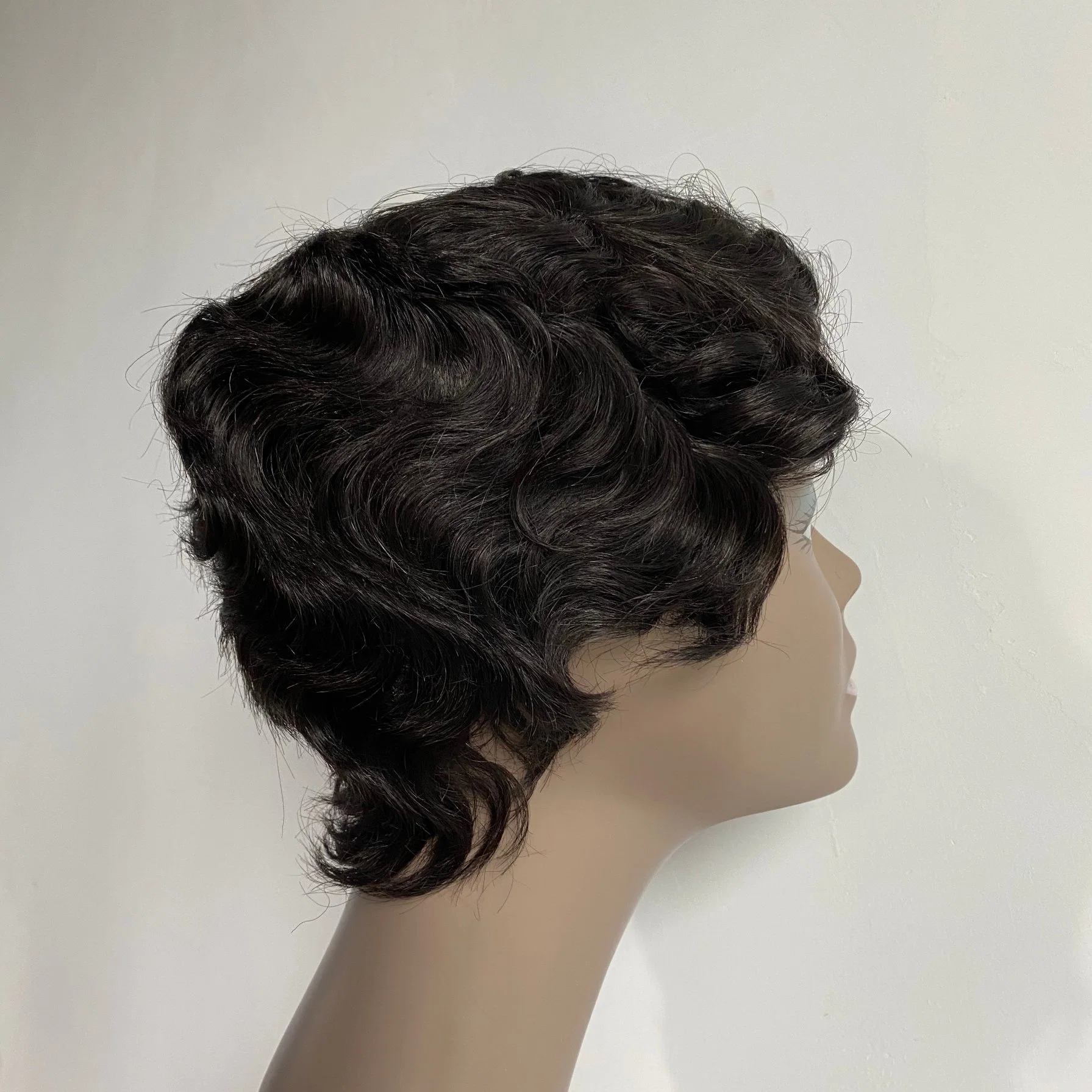 Cheap Short Human Hair Wig for Women Brazilian Natural Hair Full Machine Wigs Finger Curl Wave Wig