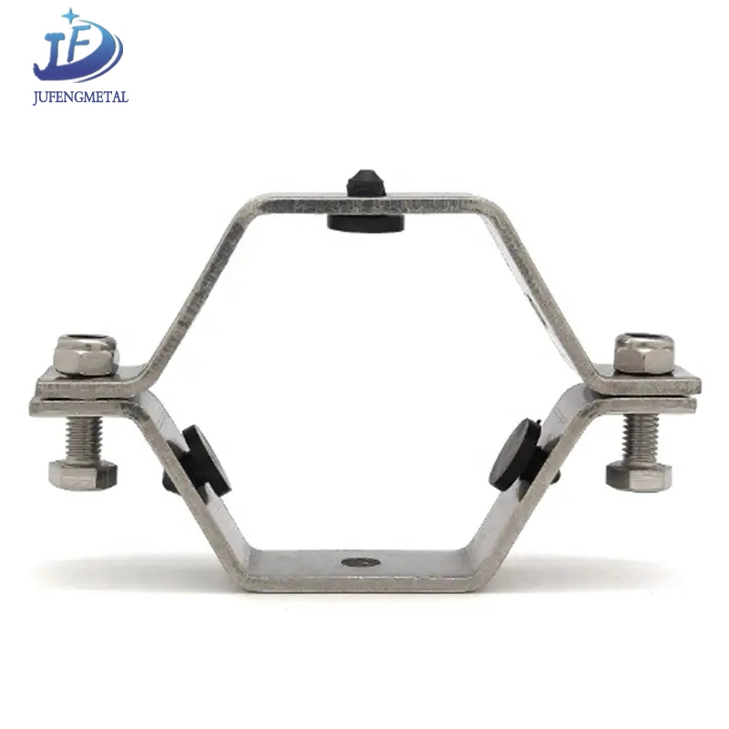 Sanitary Stainless Steel SS304 Hex Pipe Holder Hexagon Hex Pipe Hanger Tube Support with PVC Sleeve