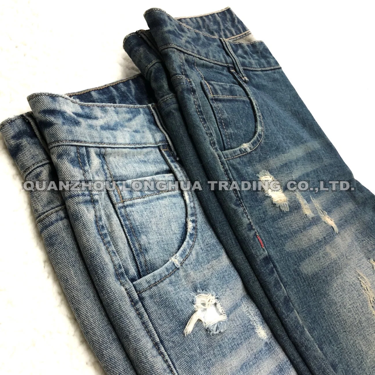 Calções de vestuário para homem ′ S Boy ′ S Denim Jeans para criança Usa o novo buraco de algodão azul-marinho