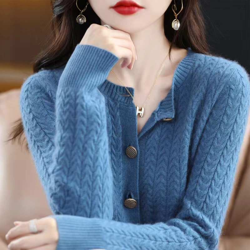 Fashion Casual Solid Long Sleeve Sweater Street Knitted Women's Cardigan