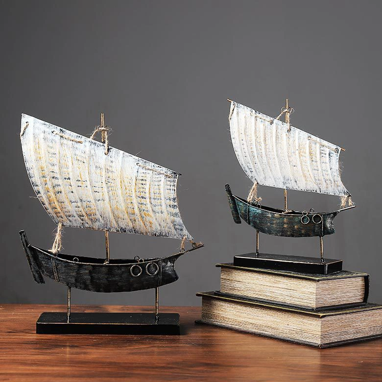 Home Decoration Metal Art Desktop Iron Crafts of Sailboat