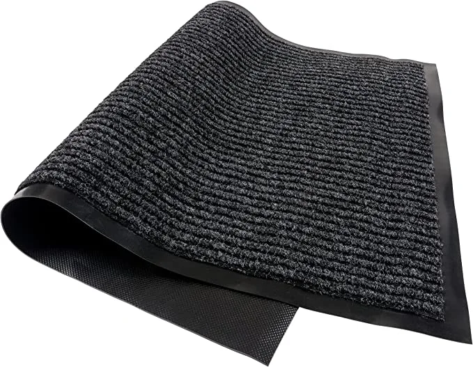 Double Ribbed Entry Door Mats for Commercial Recycled Polyester Charcoal Welcome Floor Mats for Business