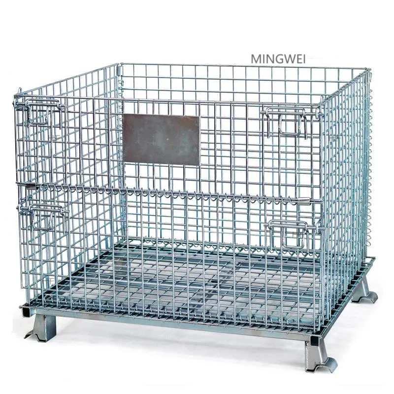 Cage à mailles métalliques Mingwei capacité de charge 1 000 kg cage à rouleaux 25 mm× Cage de stockage métallique à espacement de 25 mm, diamètre de fil acier de 4,8 mm Cage de stockage