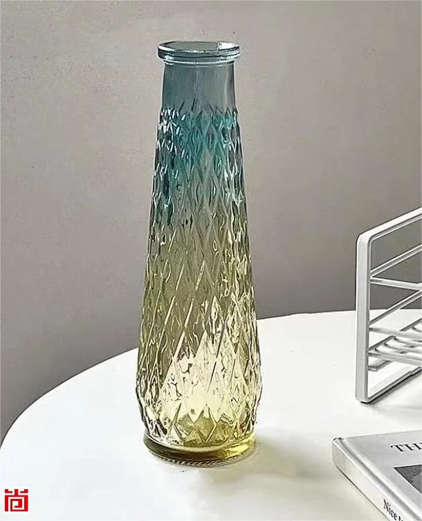 Estilo moderno con relieve Jarrón de flores de cristal degradado de dos colores pintura