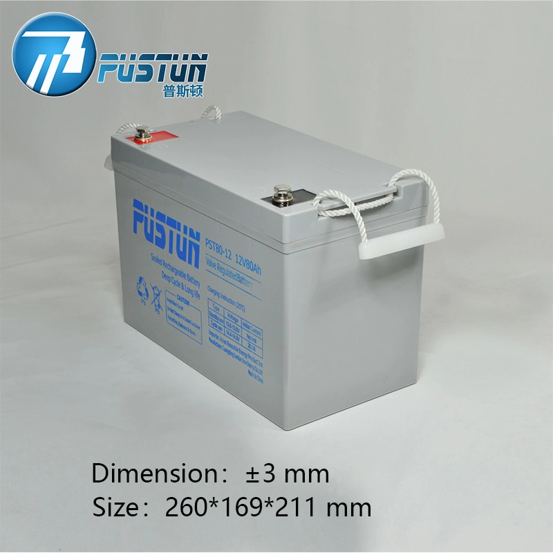 Pustun 12V80Ah La energía eólica y solar de batería de gel de ciclo profundo fabricante