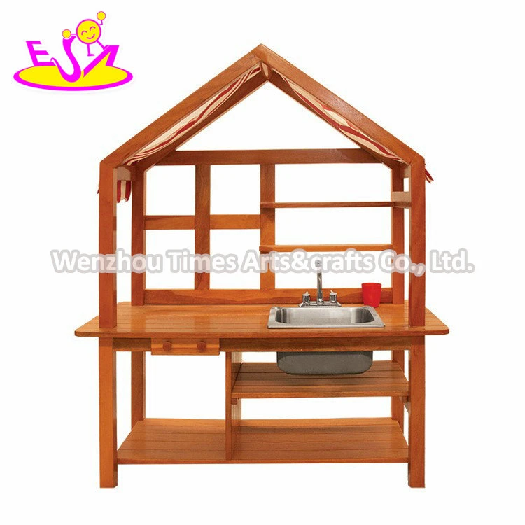 Children Durable Wooden Outdoor Kitchen Table with Accessories W10c817