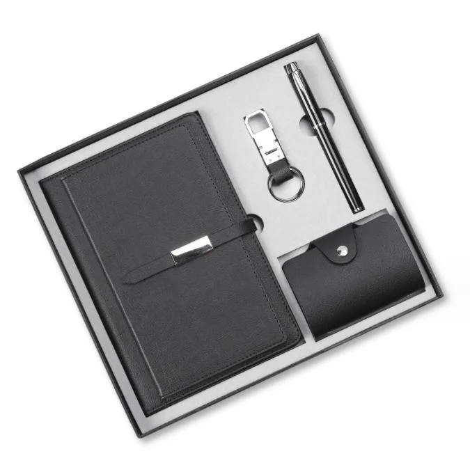 Carnet d'affaires personnalisé Porte-stylo Porte-clés Porte-cartes Ensemble cadeau de Noël