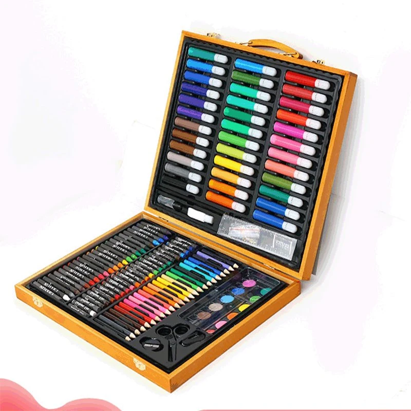 180 Pieces Drawing Art Box with Oil Pastels Crayons Colored Pencils for Children Double Sided Easel Art Set