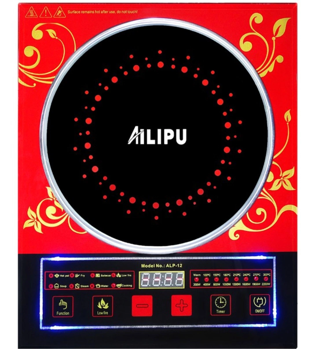 Ailipu original 2200W de iluminación azul de placa de inducción eléctrica con CE ALP-12