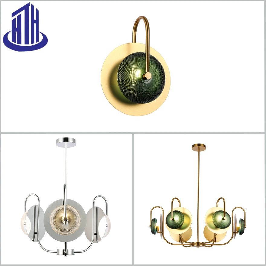 Потолочное освещение 3/6-Lights Brass/Chrome/Black Finging Light Green Glass Luxury (7011)