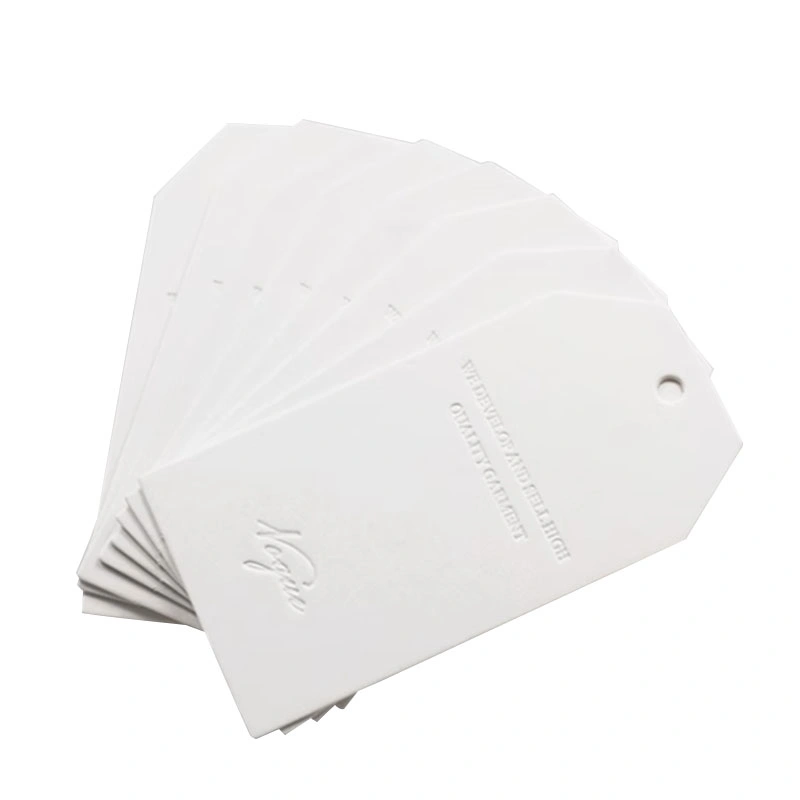 Luxury Custom Embossed Hang Tags 800GSM White Cardboard Garment Tags Clothing Labels