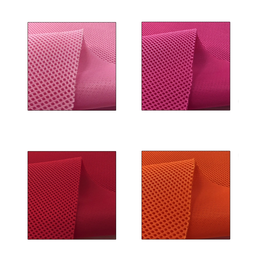 Dark Rose Color Sandwich Polyester Mesh Fabric Custom Thicken Breathable 3D Mesh Fabric