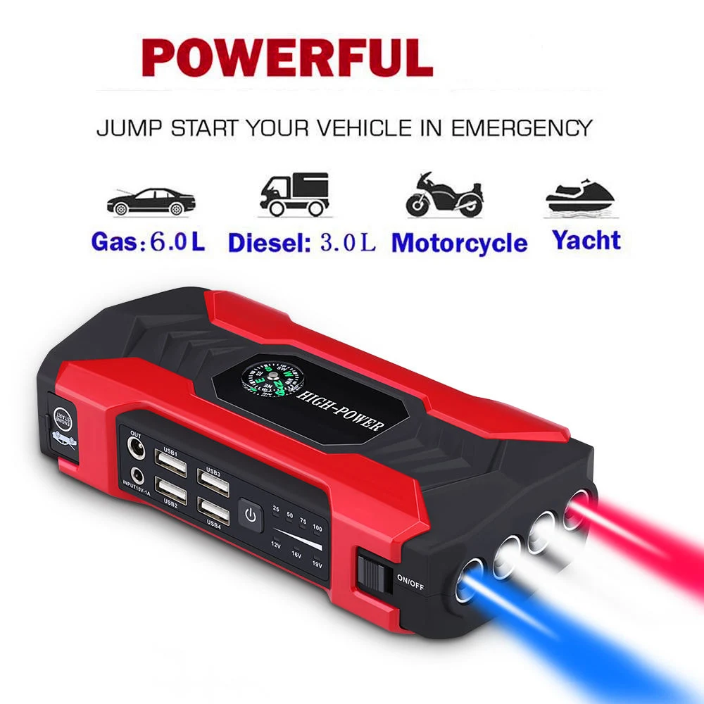 Automobile 4USB Interface Mobile Phone Battery Charger 18000mAh Automobile Start Power Supply Lithium Batteries