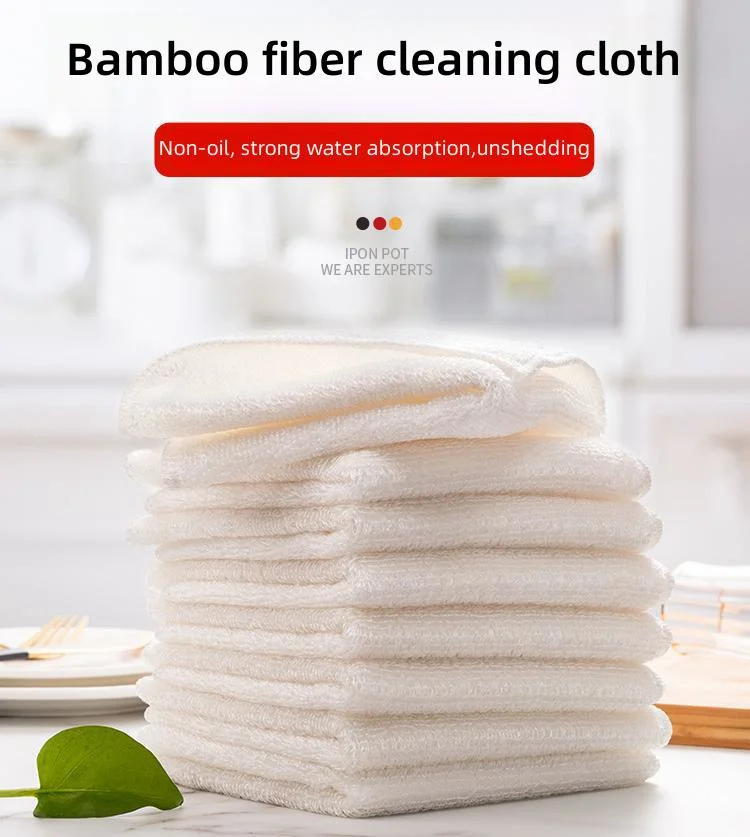 Fibra de bambú Rag absorbente no desprendible de aceite paño de lavavajillas de doble grosor