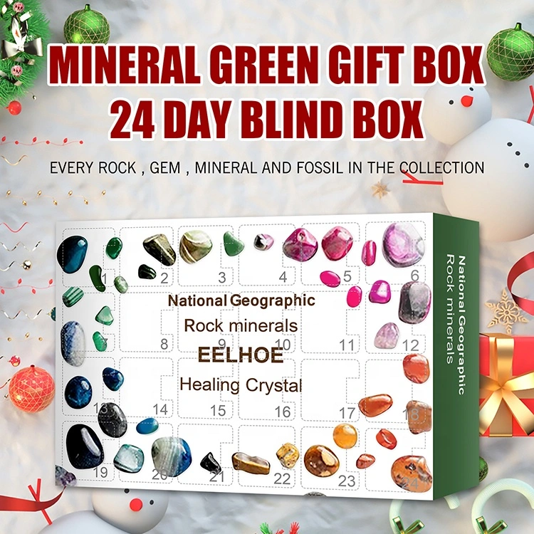 Christmas Advent Calendar 24 Days Countdown Gem Ore Calendars Surprise Blind Box Fidget Toy Set for Kids Gift
